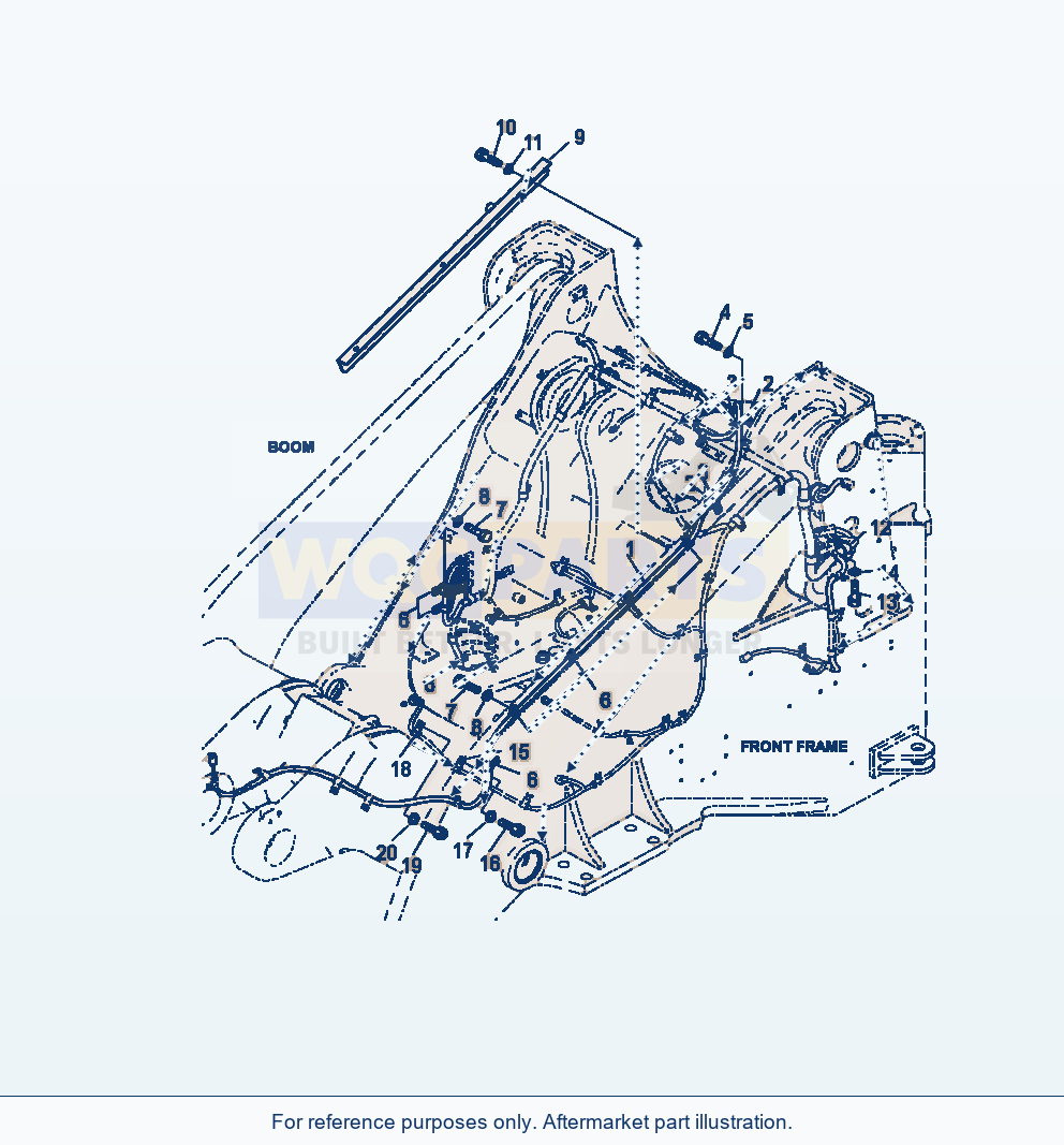 Komatsu WA380-7 Wiring Harness Boom parts diagram