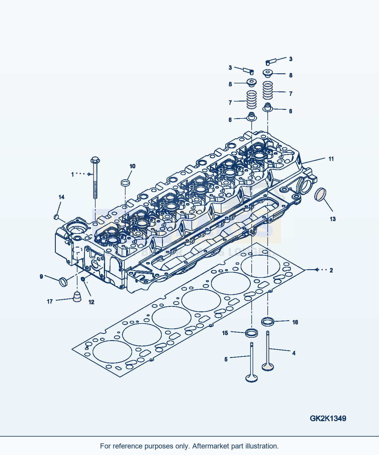 Komatsu WA380-7 Cylinder Head Serial H62051-UP parts diagram