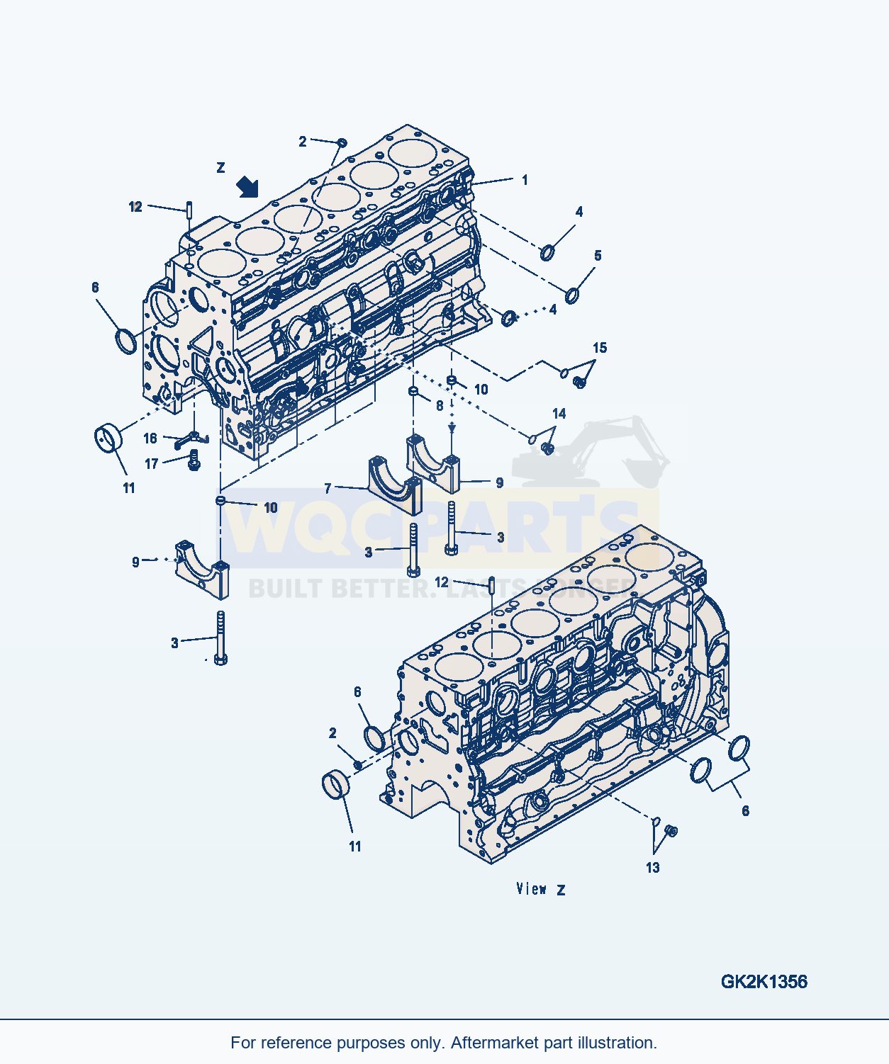 Komatsu WA380-7 Cylinder Block Serial H62051-UP parts diagram