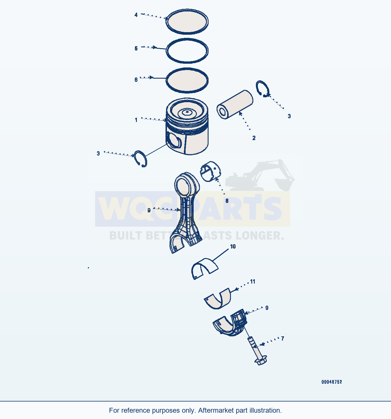 Komatsu WA380-7 Piston And Connecting Rod Serial 10001-UP parts diagram