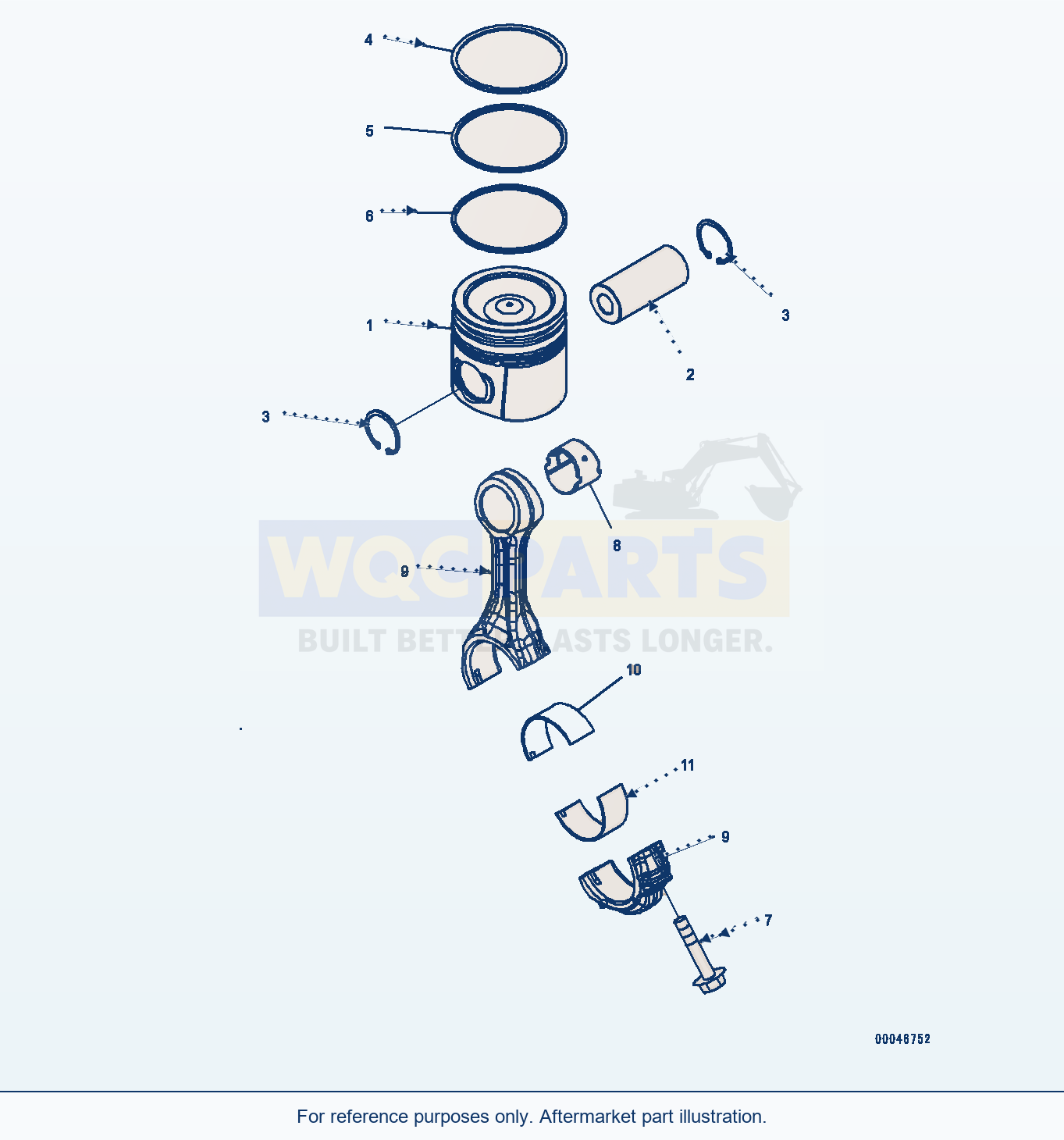 Komatsu WA380-7 Piston And Connecting Rod Serial H62051-UP parts diagram