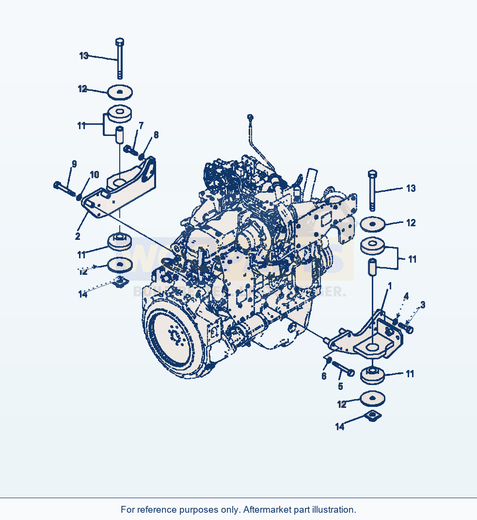 Komatsu WA380-7 Engine Mounting Serial A64001-UP parts diagram