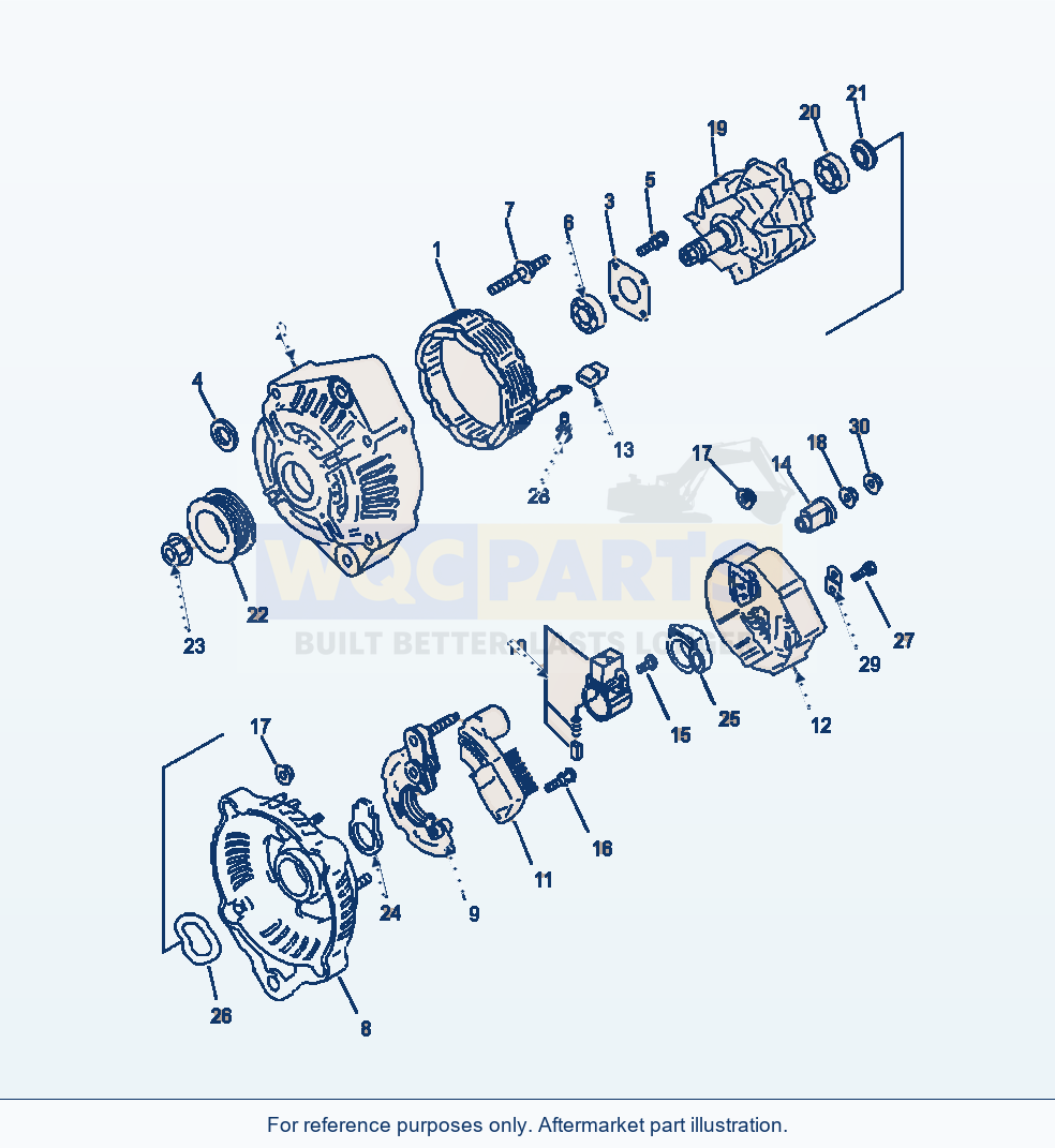Komatsu WA380-7 Alternator 24 V - 60 Amp parts diagram