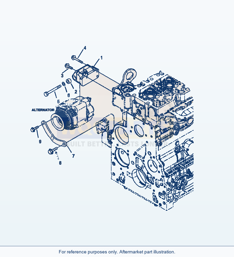 Komatsu WA380-7 Alternator Mounting parts diagram