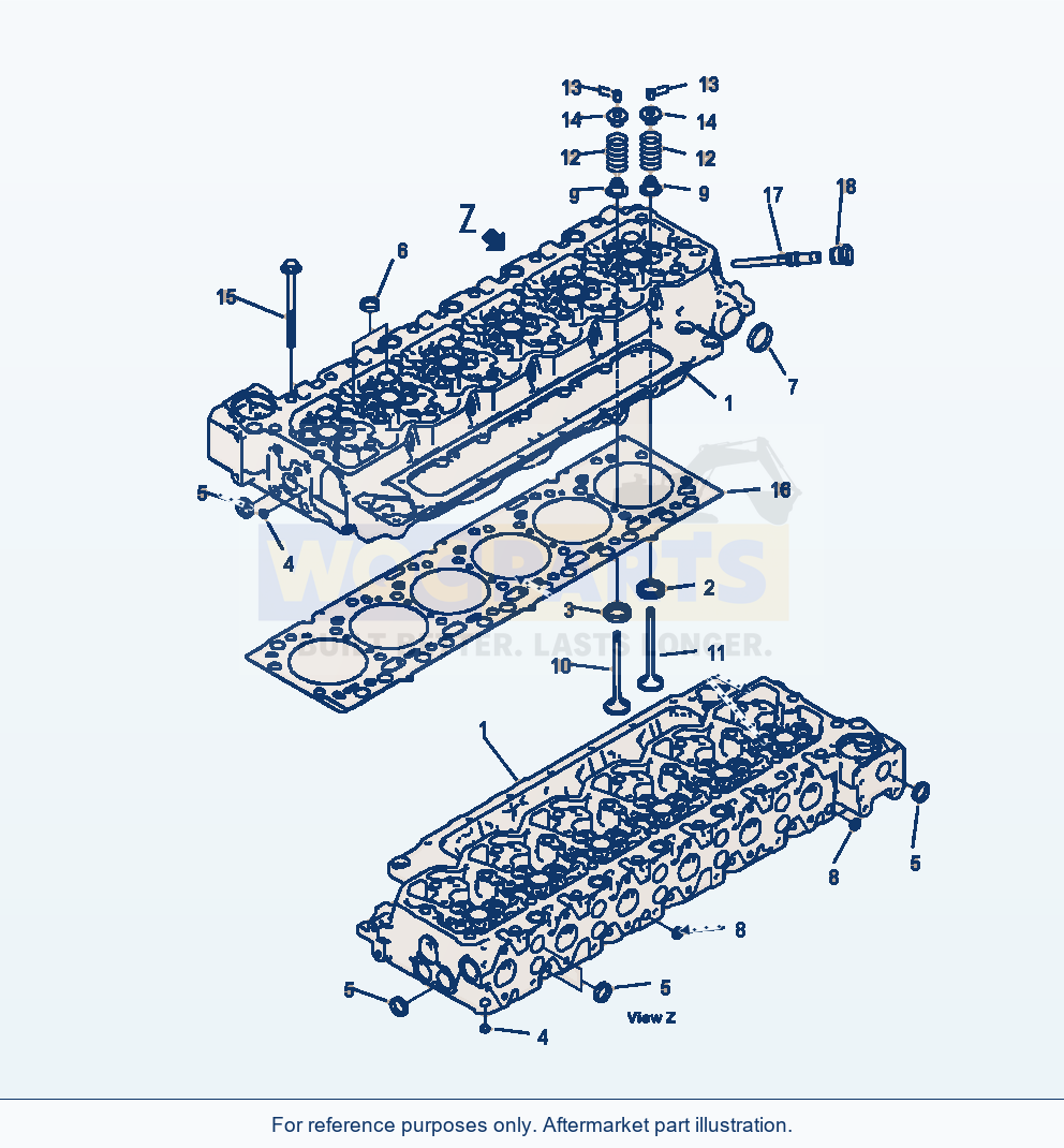 Komatsu WA380-7 Cylinder Head Serial A64001-UP parts diagram