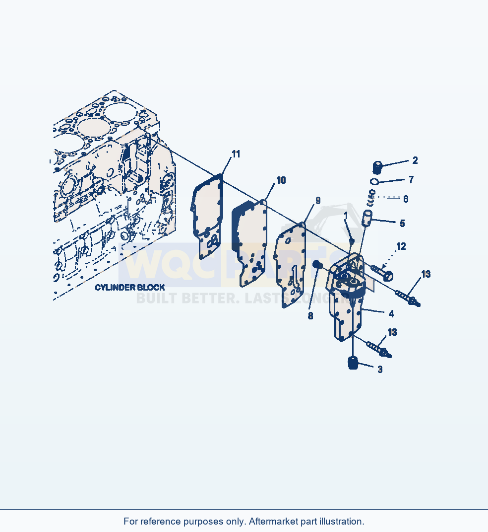 Komatsu WA380-7 Lubricating Oil Cooler parts diagram