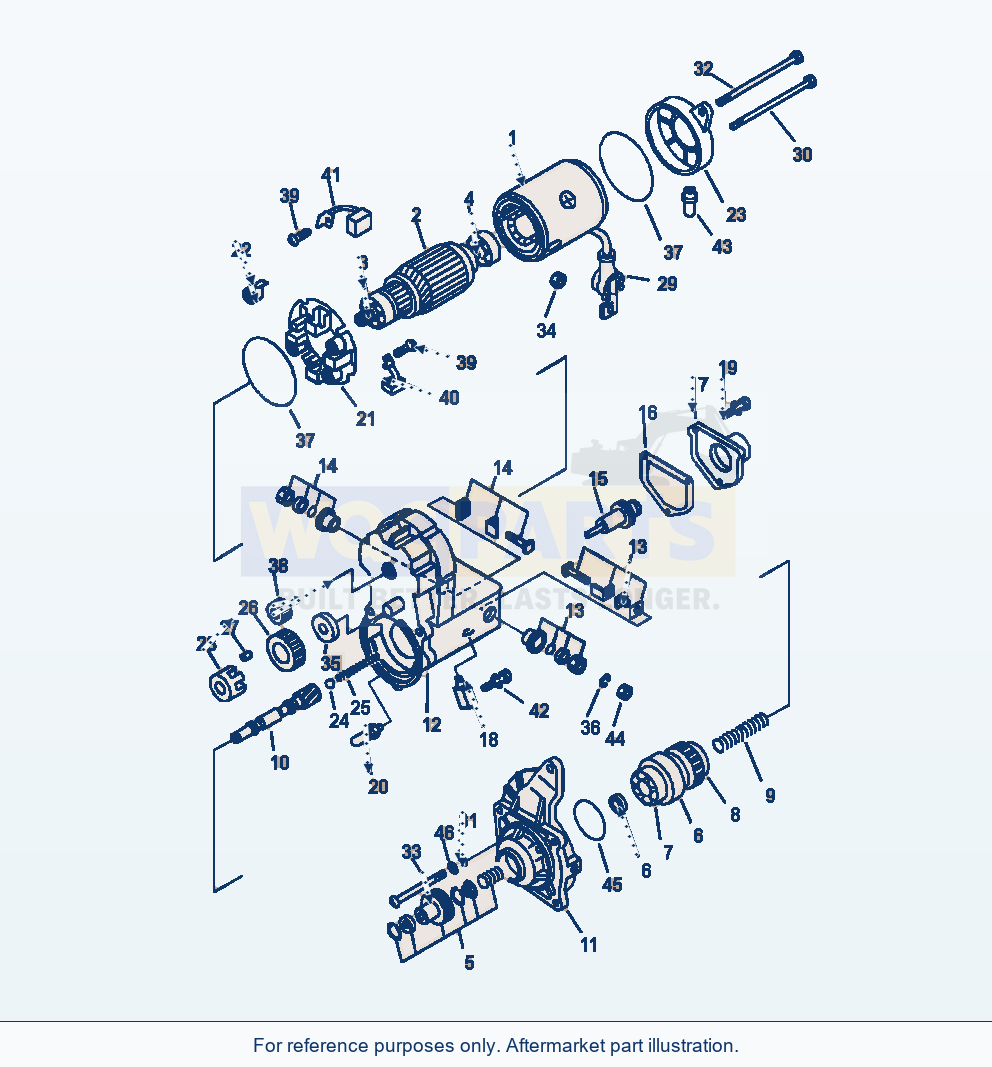 Komatsu WA380-7 Starting Motor 24V - 5.5 Kw parts diagram