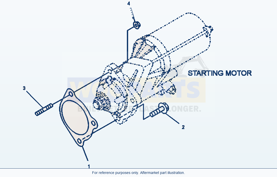 Komatsu WA380-7 Starting Motor Mounting parts diagram