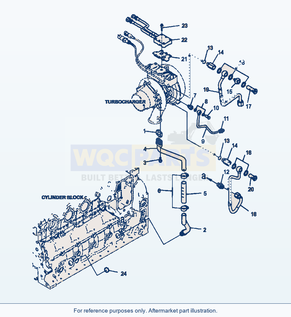 Komatsu WA380-7 Turbocharger Oil Piping parts diagram