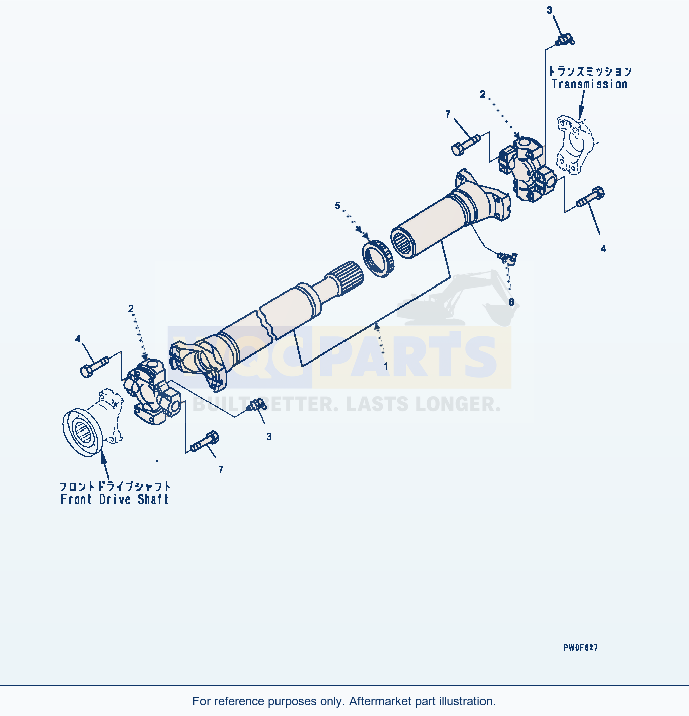 Komatsu WA380-7 Propeller Shaft, Center Shaft Serial H62051-UP parts diagram