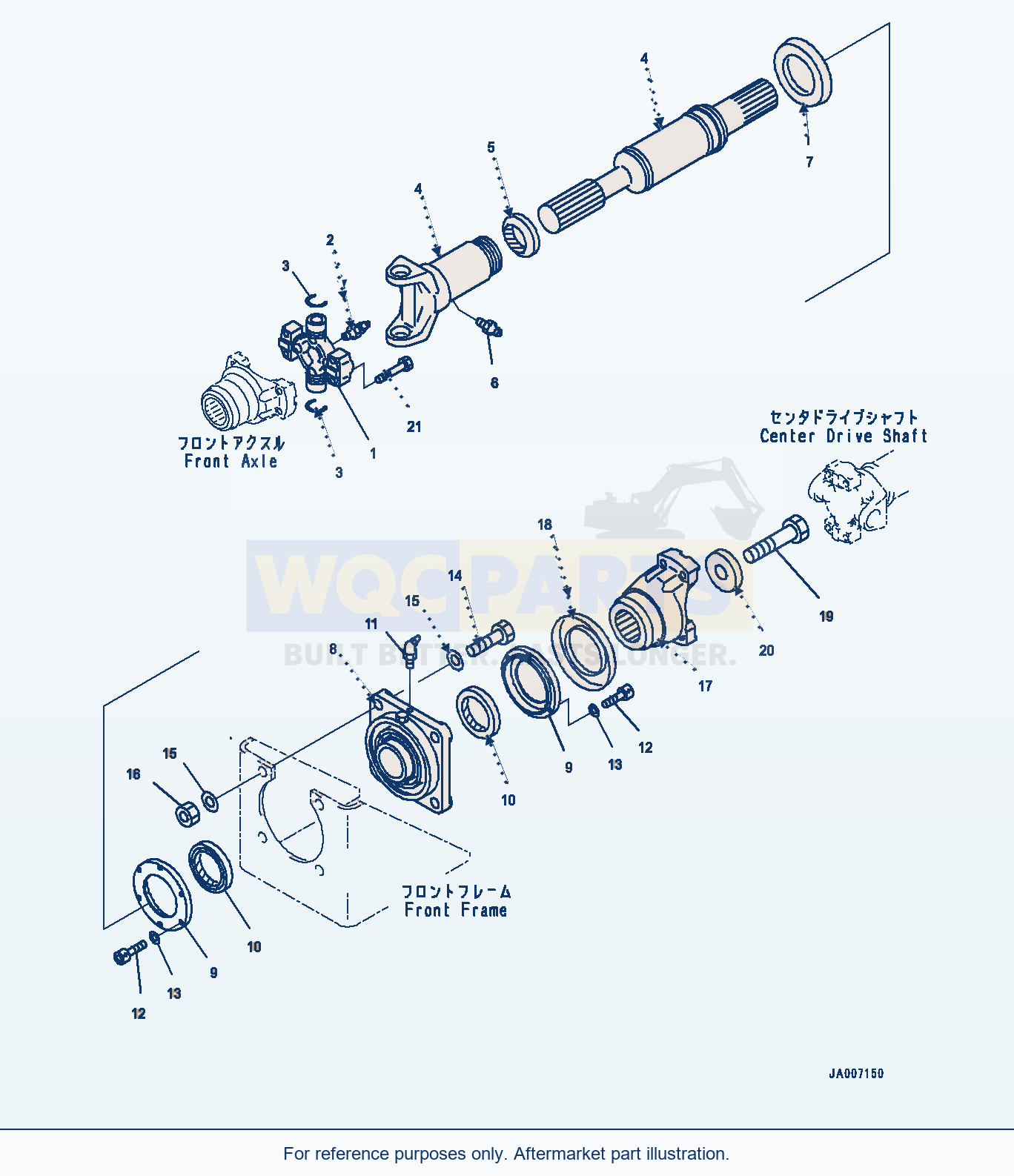 Komatsu WA380-7 Propeller Shaft, Front Shaft Serial 10001-UP parts diagram