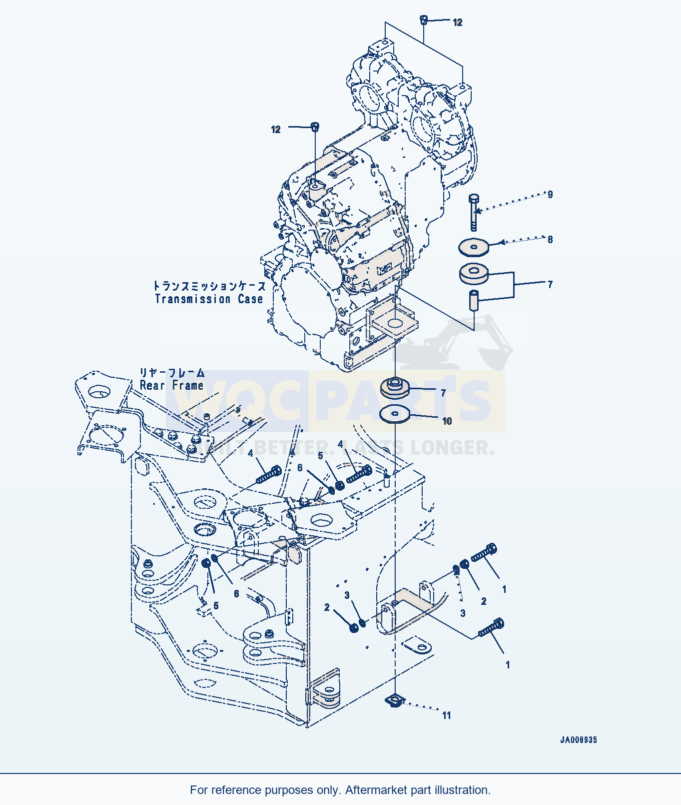 Komatsu WA380-7 Transfer Case Mounting Serial H62051-UP parts diagram