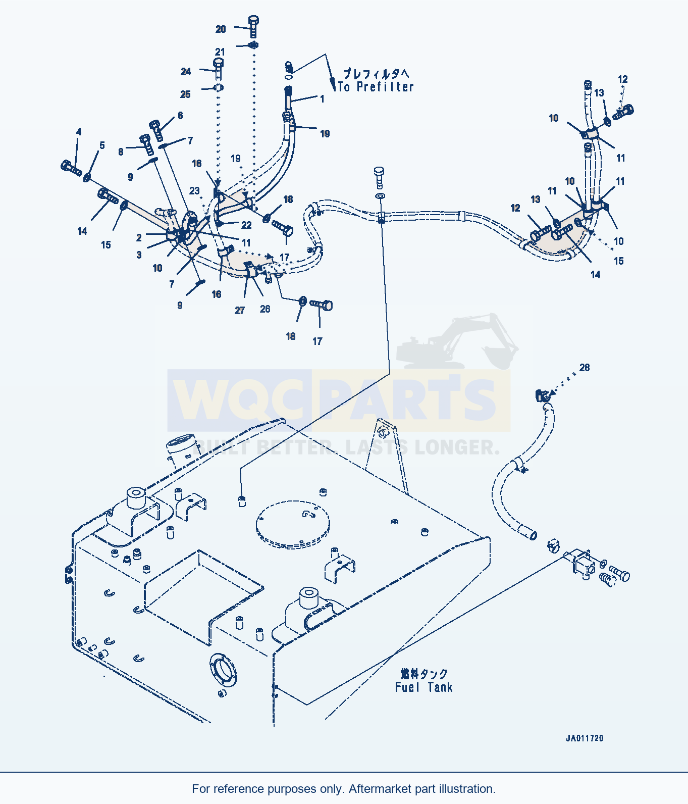 Komatsu WA380-7 Fuel Tank, Piping (#10001-) parts diagram