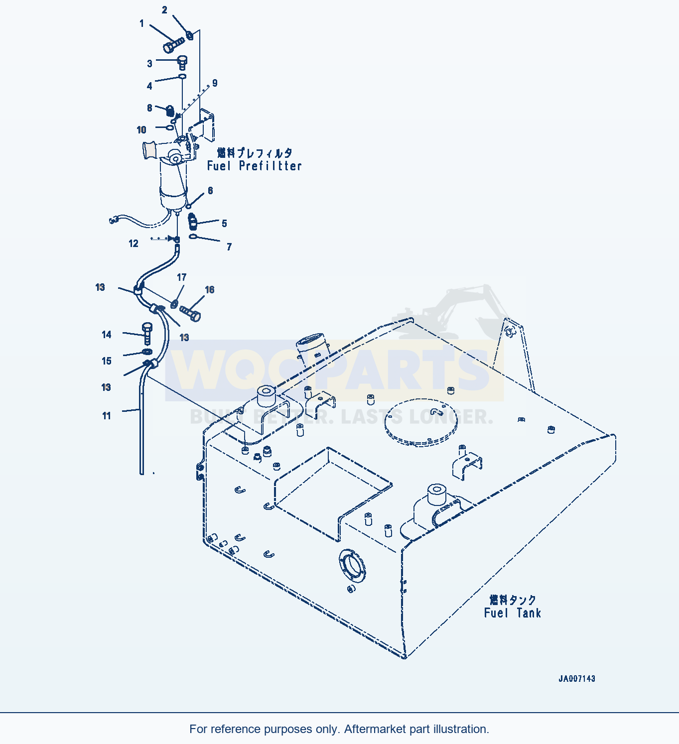 Komatsu WA380-7 Fuel Tank, Prefilter Piping (#10001-) parts diagram