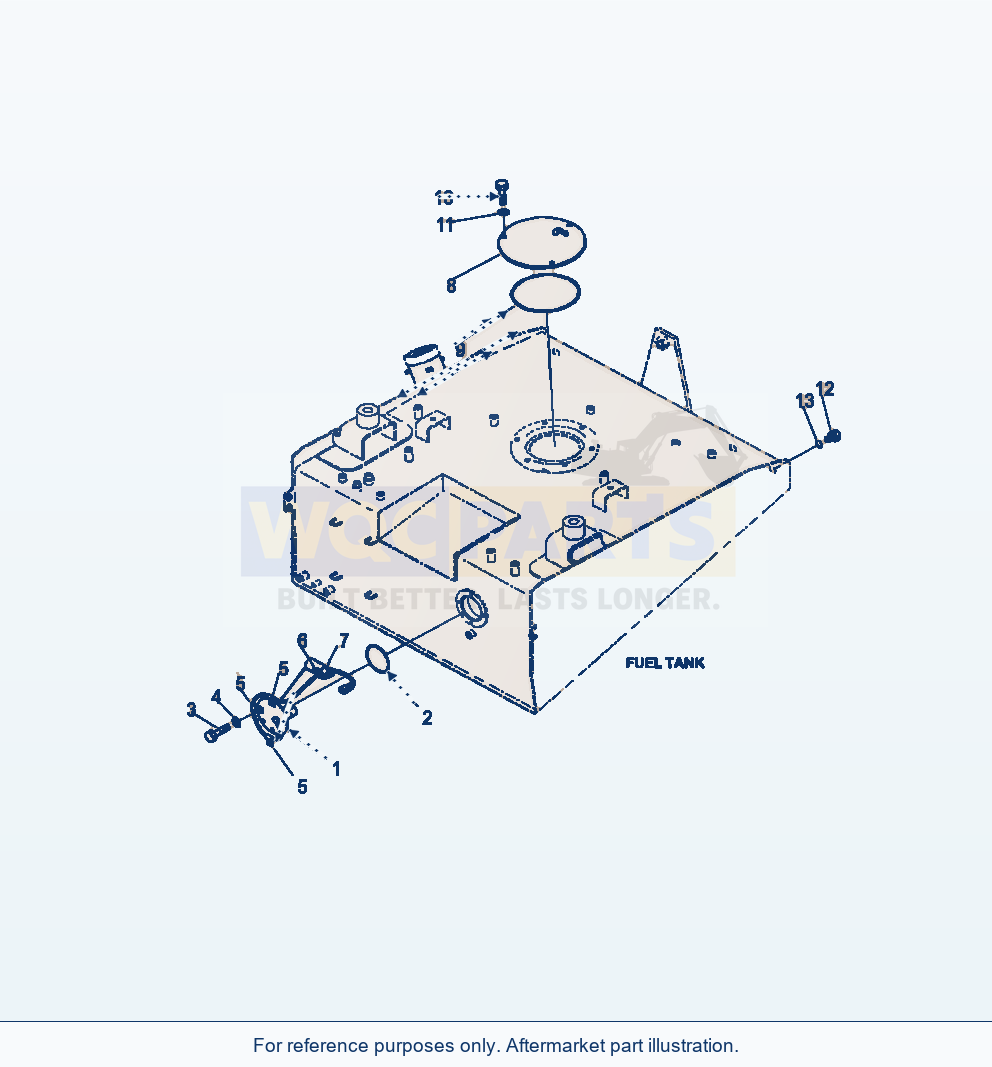 Komatsu WA380-7 Fuel Tank Fuel Level Sensor And Mounting parts diagram