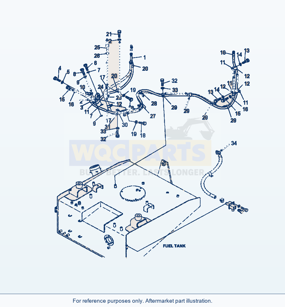 Komatsu WA380-7 Fuel Tank Piping parts diagram
