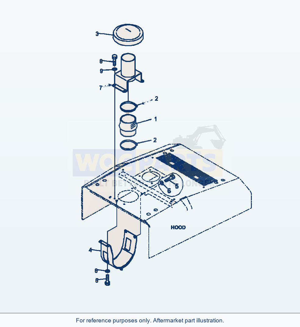 Komatsu WA380-7 Hood Air Cleaner Mounting parts diagram