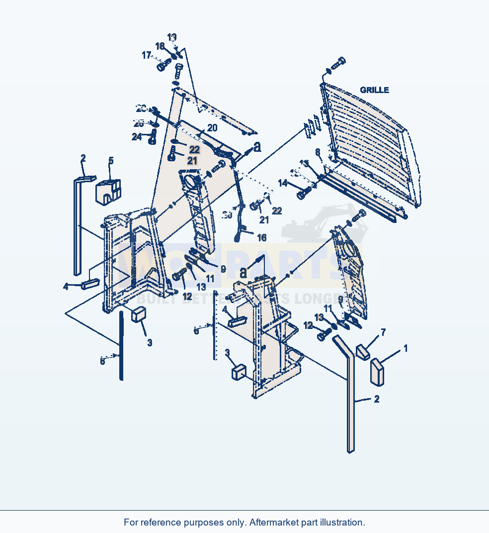 Komatsu WA380-7 Hood Grille Sheet parts diagram