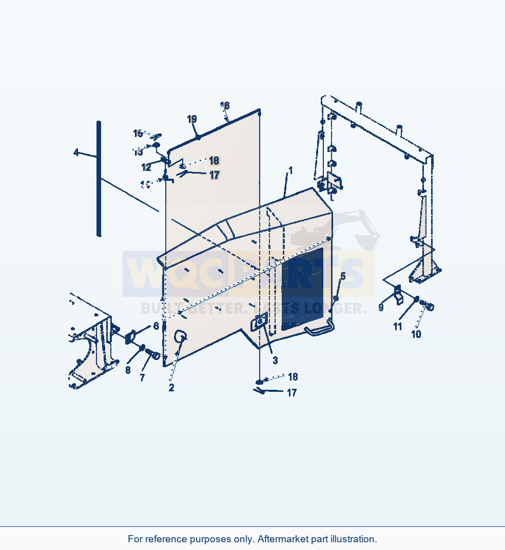 Komatsu WA380-7 Hood L.H. Door parts diagram