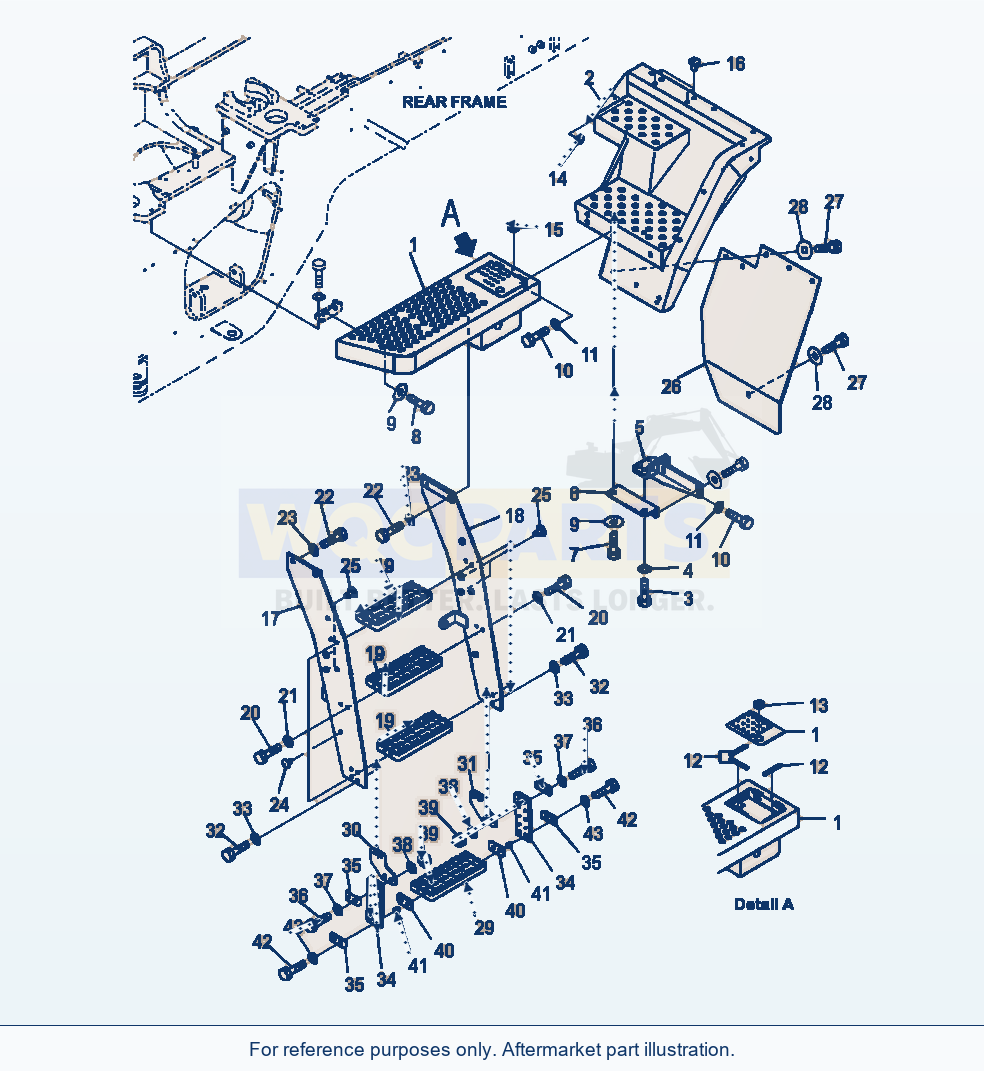 Komatsu WA380-7 L.H. Ladder With Rear Full Fender parts diagram