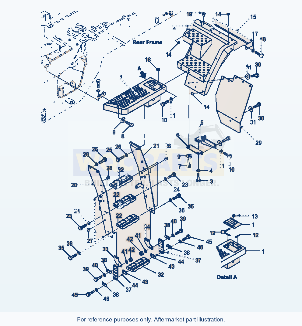 Komatsu WA380-7 L.H. Ladder Without Rear Full Fender parts diagram