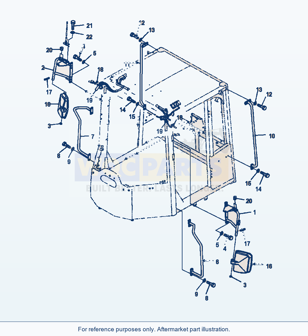 Komatsu WA380-7 Outside Rearview Mirrors parts diagram