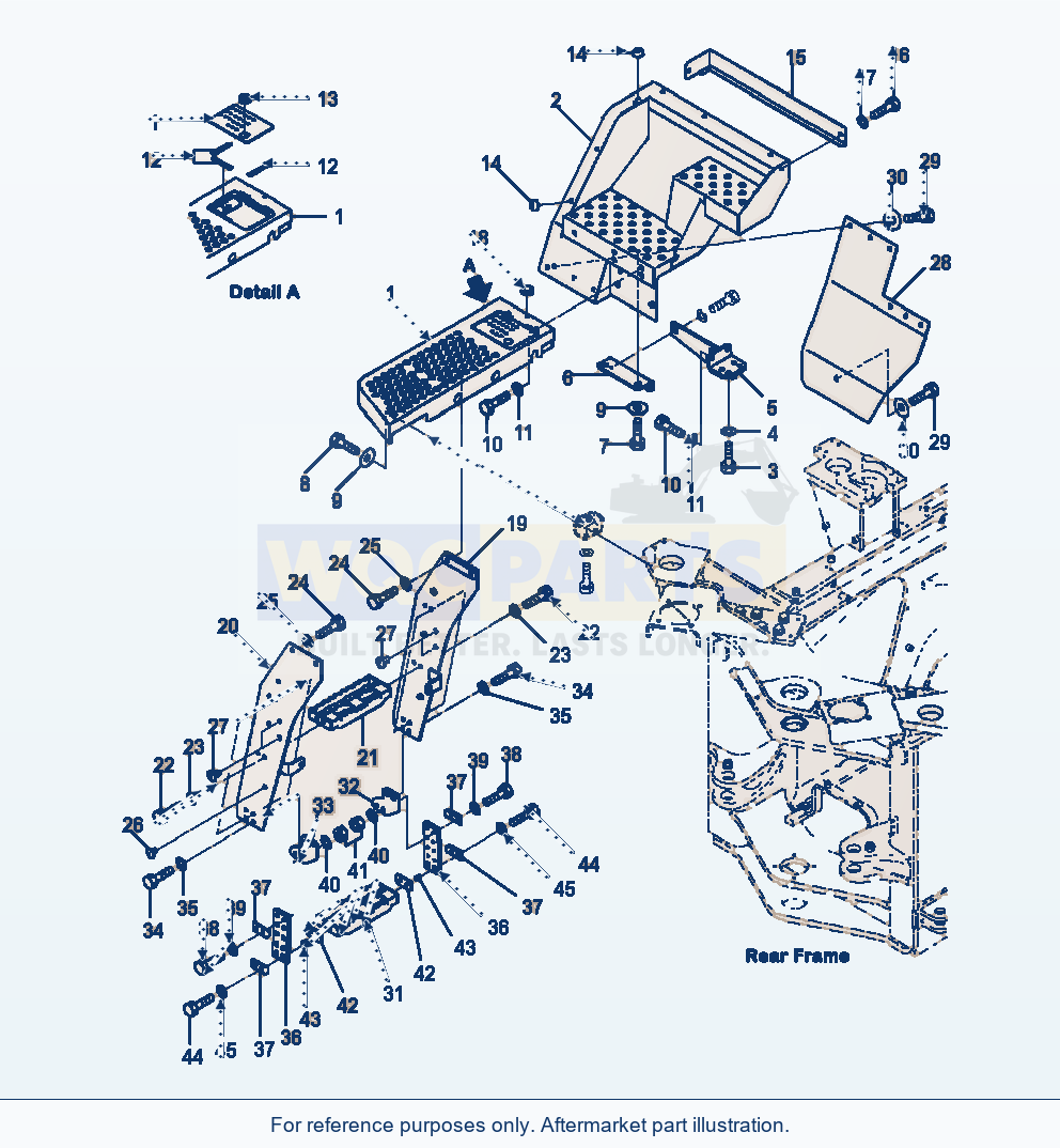 Komatsu WA380-7 R.H. Ladder Without Rear Full Fender parts diagram