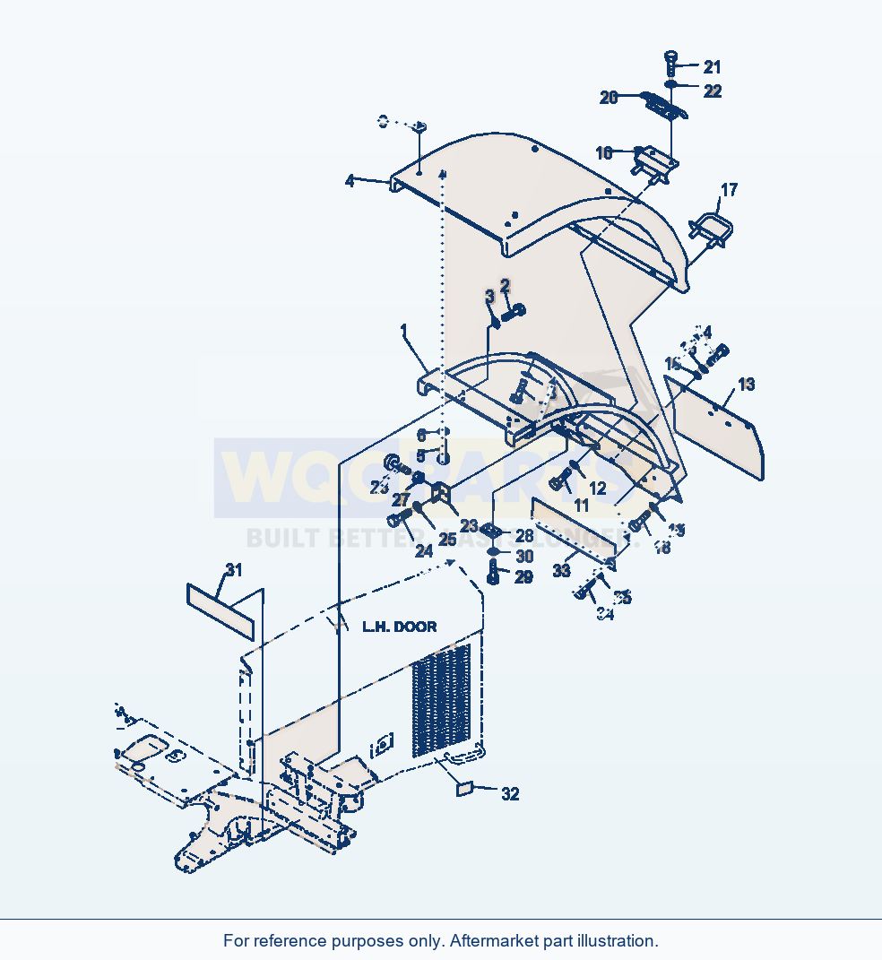 Komatsu WA380-7 Rear Fender L.H. Fender parts diagram