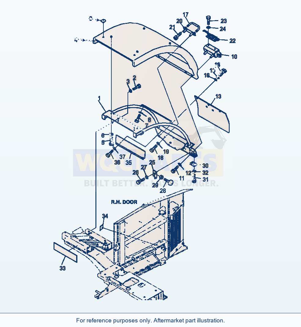 Komatsu WA380-7 Rear Fender R.H. Fender parts diagram