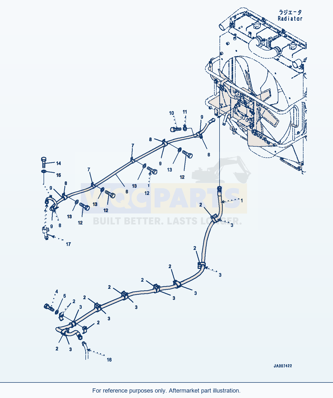 Komatsu WA380-7 Cooling Fan Drive Piping Serial 10001-UP parts diagram