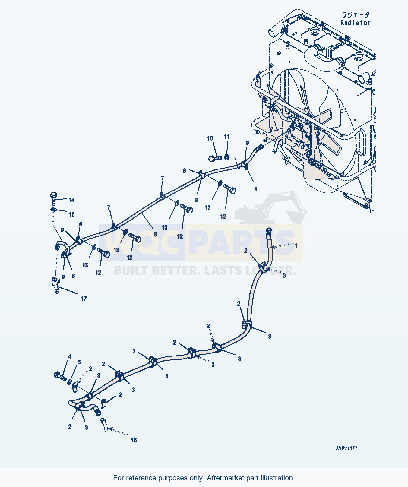 Komatsu WA380-7 Cooling Fan Drive Piping Serial H62051-UP parts diagram
