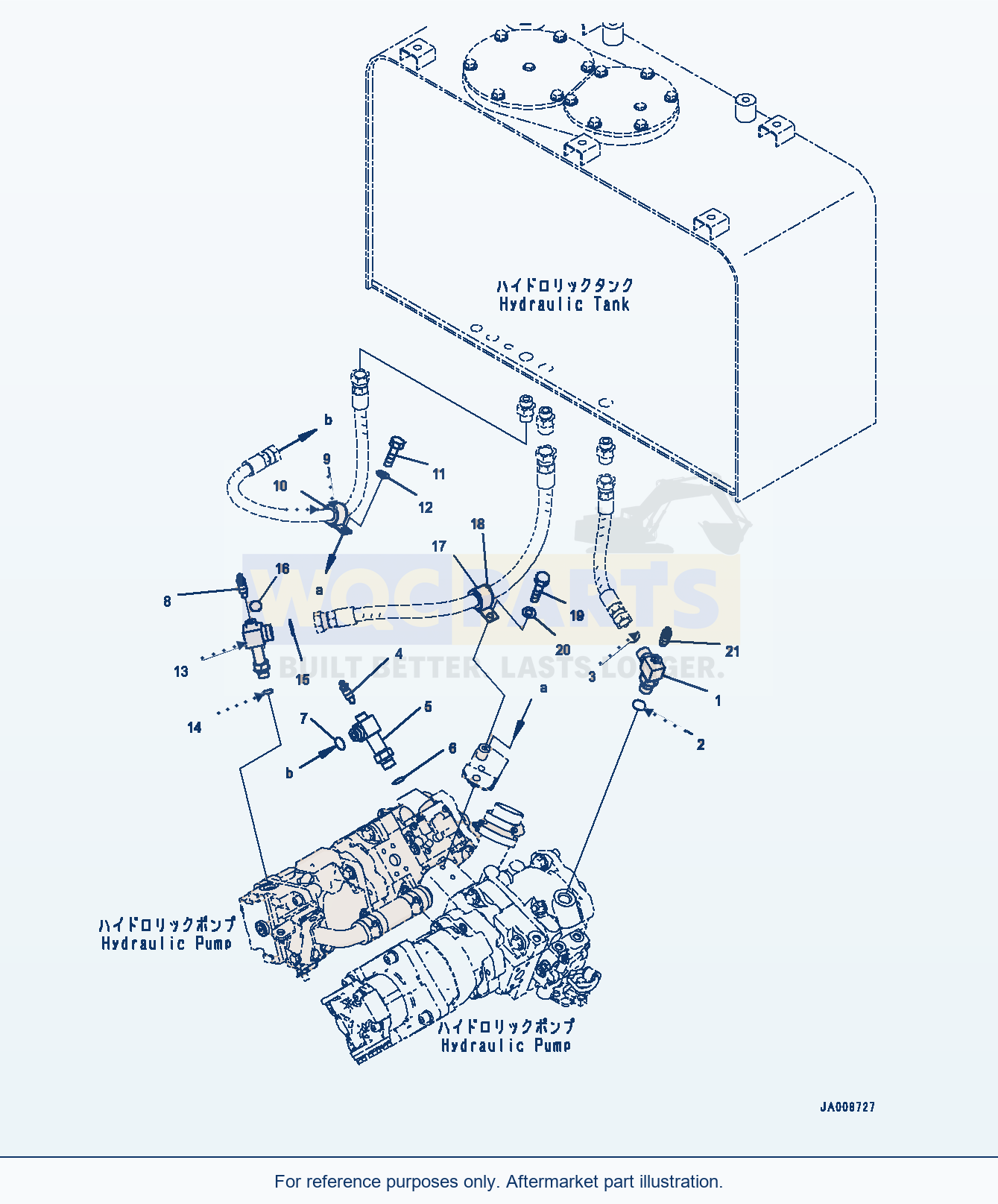 Komatsu WA380-7 Hydraulic Pump, Drain Piping Serial 10001-UP parts diagram