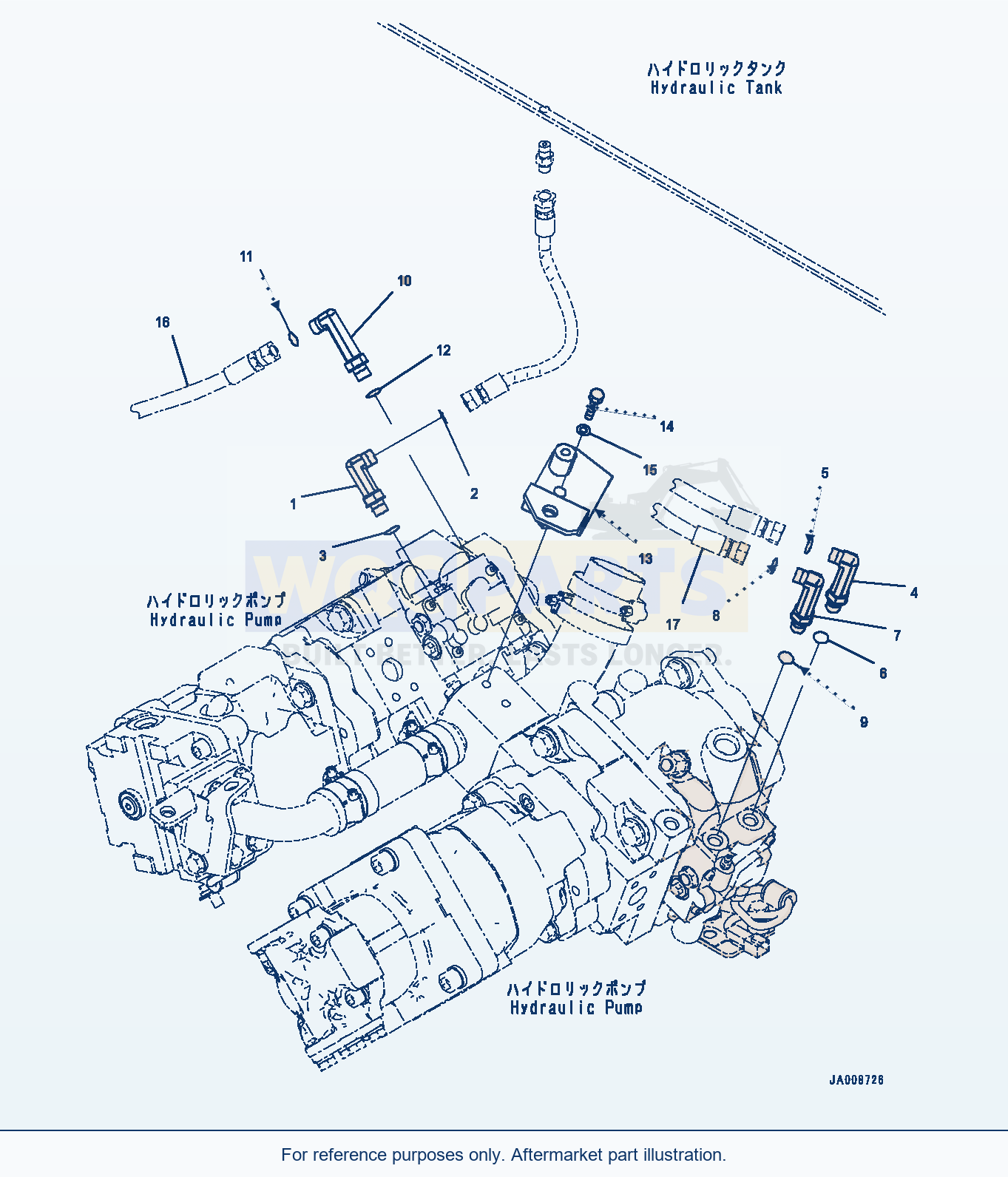 Komatsu WA380-7 Hydraulic Pump, Ls Piping Serial H62051-UP parts diagram