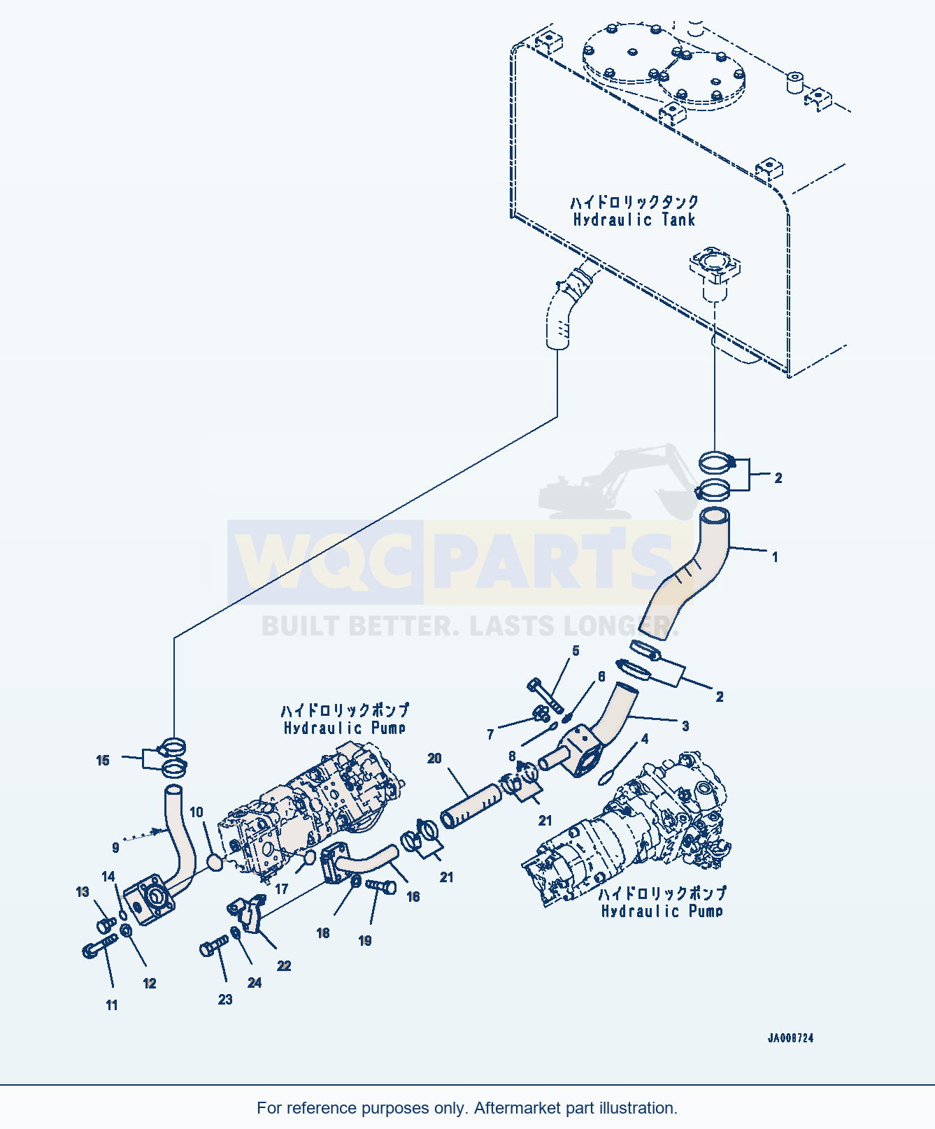 Komatsu WA380-7 Hydraulic Pump, Suction Piping Serial H62051-UP parts diagram