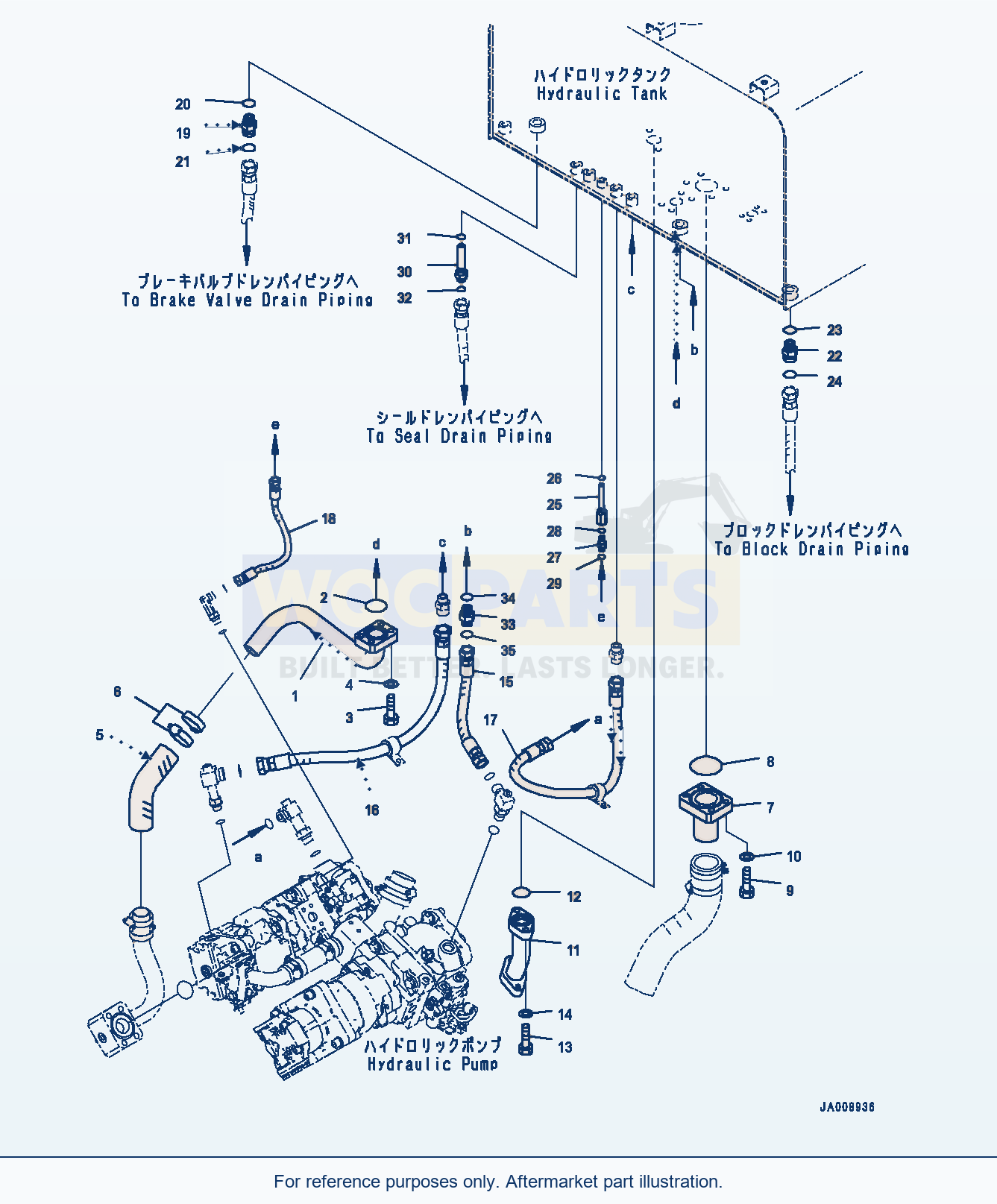 Komatsu WA380-7 Hydraulic Tank, Piping Serial 10001-UP parts diagram