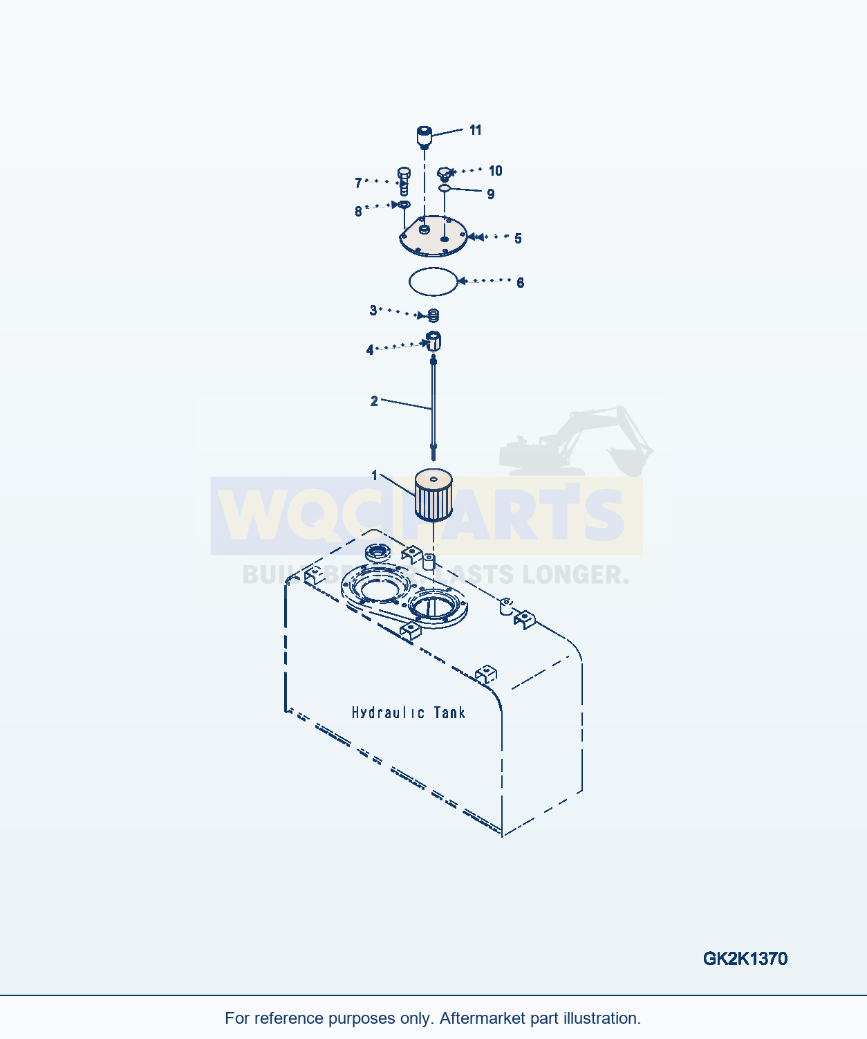 Komatsu WA380-7 Hydraulic Tank, Strainer Serial H62051-UP parts diagram
