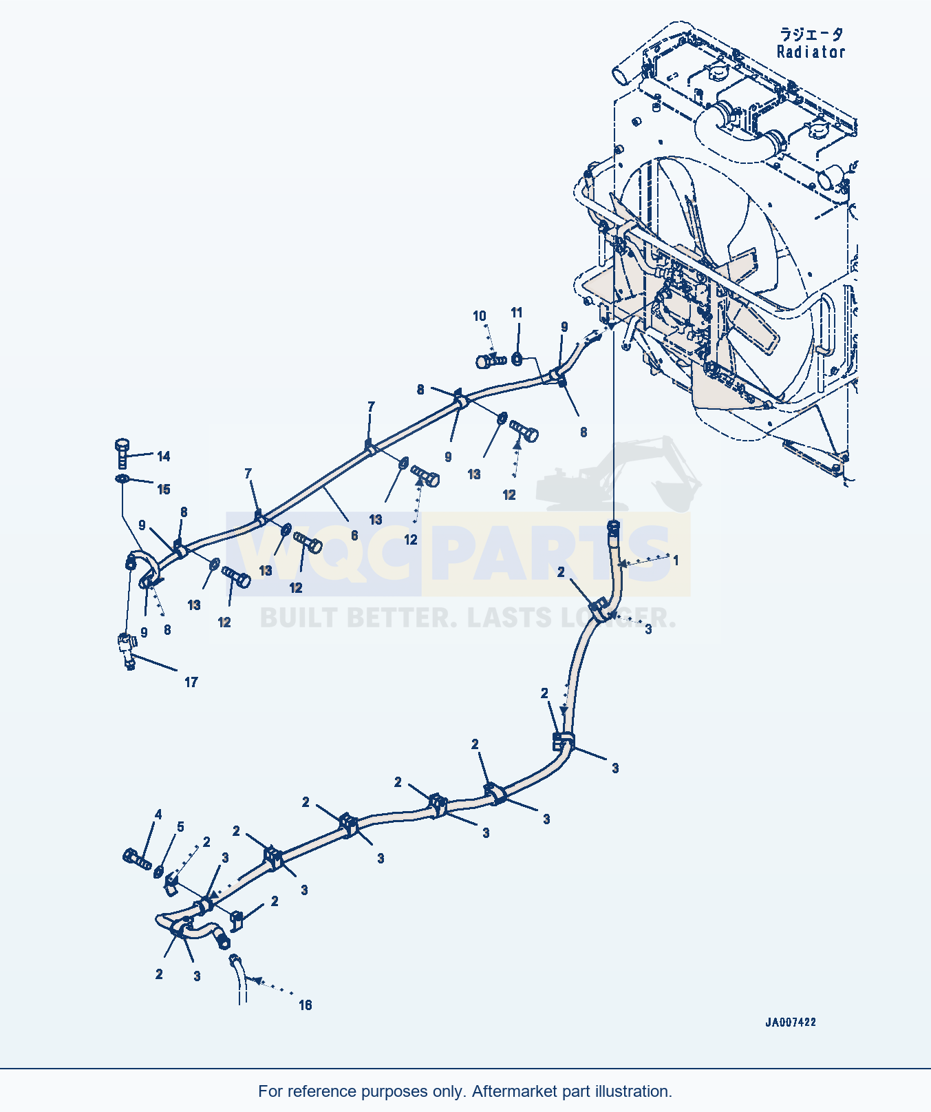 Komatsu WA380-7 Cooling Fan Drive Piping (#10001-) parts diagram
