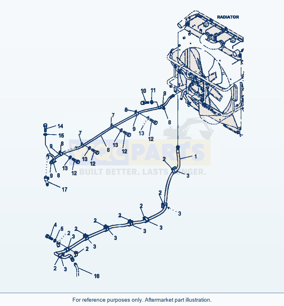 Komatsu WA380-7 Hydraulic Piping Cooling Fan Drive Piping parts diagram