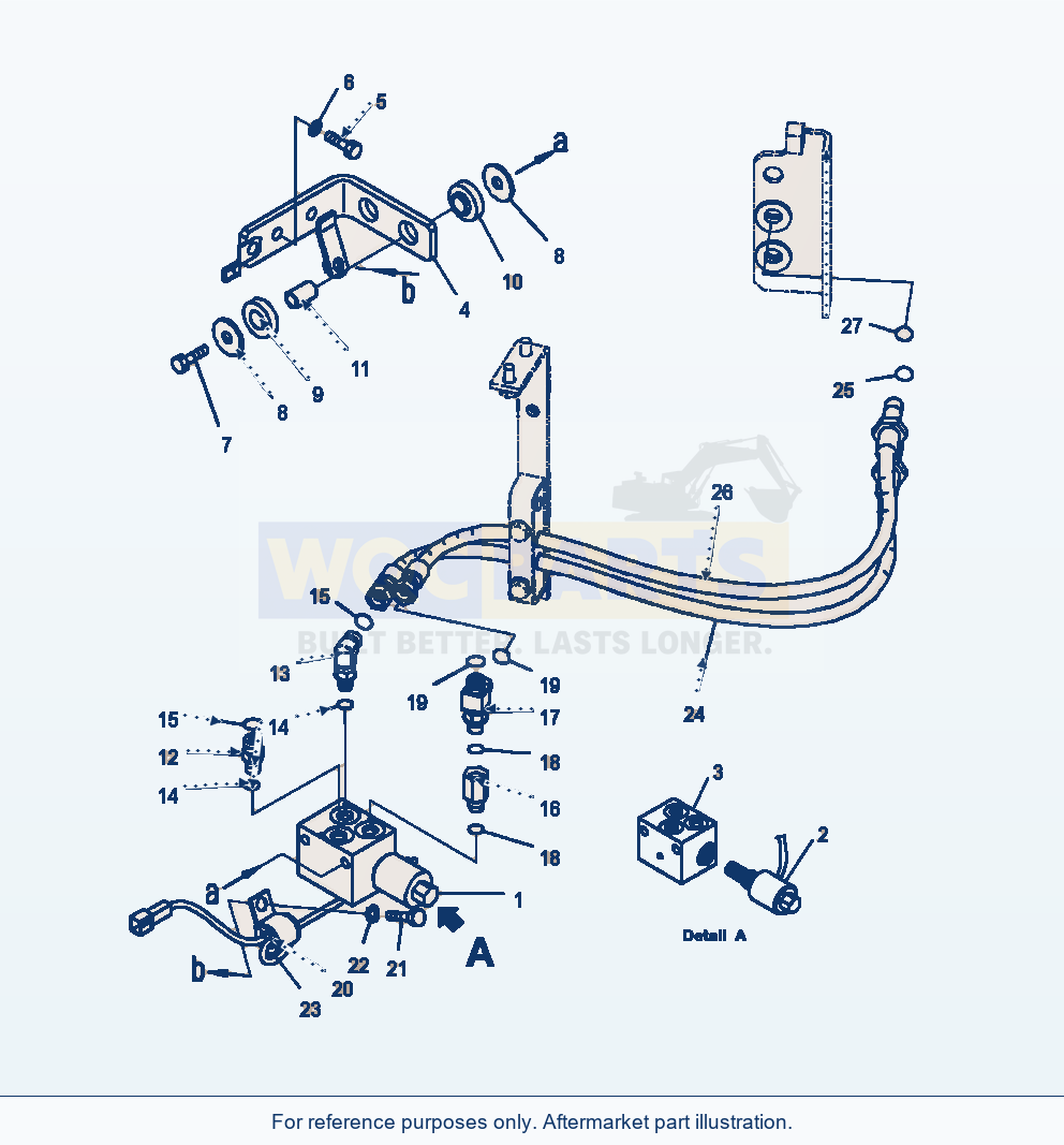 Komatsu WA380-7 Hydraulic Piping Epc Shut Off Valve Line parts diagram