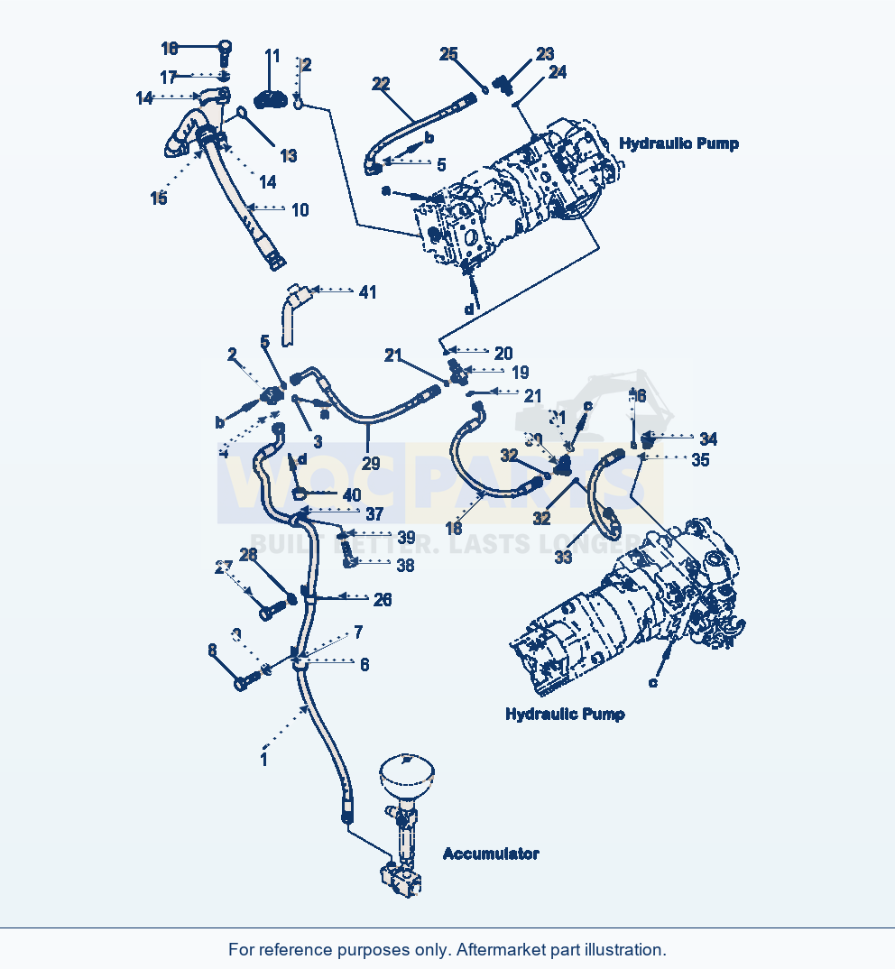 Komatsu WA380-7 Hydraulic Piping Fan Pump Piping parts diagram
