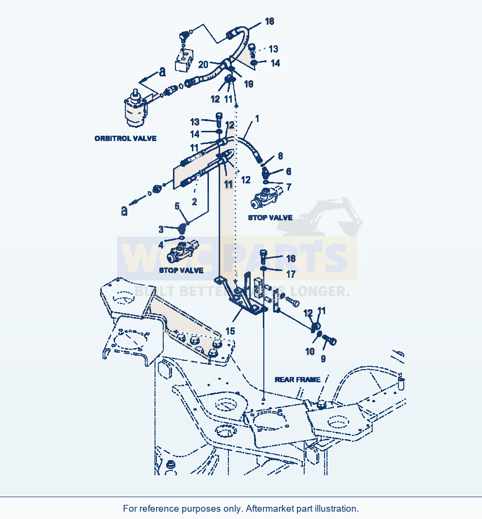 Komatsu WA380-7 Hydraulic Piping Orbitrol Valve Line parts diagram
