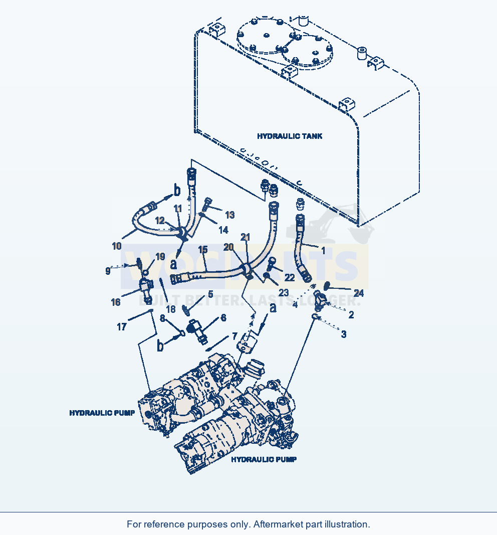 Komatsu WA380-7 Hydraulic Piping Pump Drain Piping parts diagram