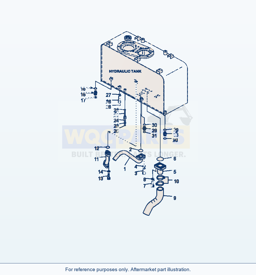 Komatsu WA380-7 Hydraulic Tank Tank Connections parts diagram