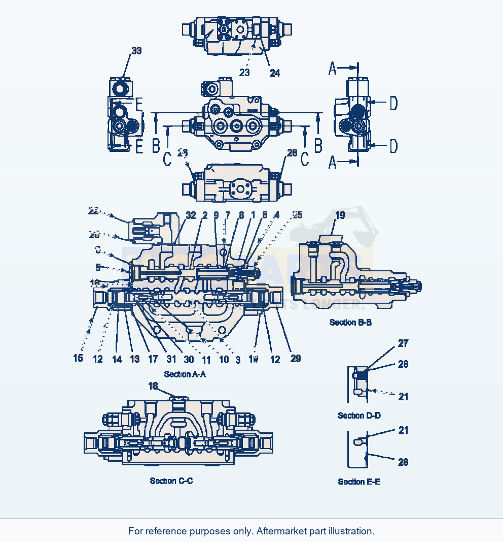Komatsu WA380-7 Steering Demand Valve Complete Assembly parts diagram