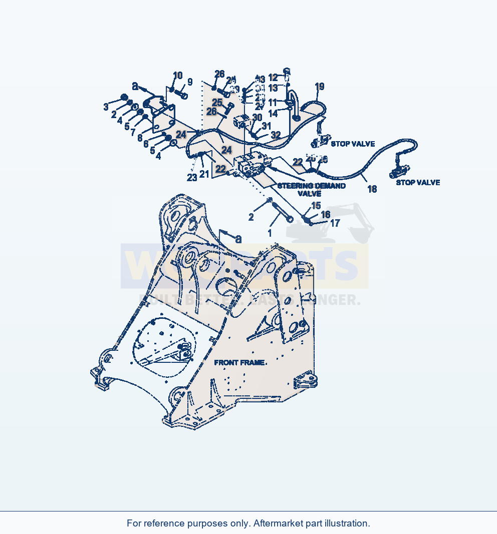 Komatsu WA380-7 Steering Demand Valve Piping And Mounting parts diagram