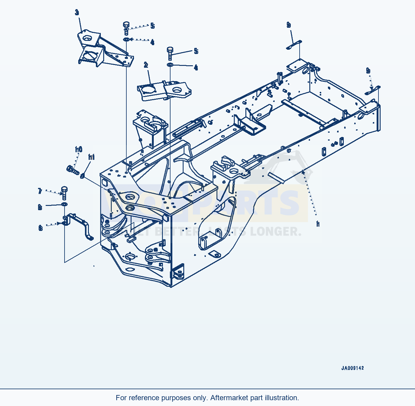 Komatsu WA380-7 Rear Frame, For High Lift Boom Serial 10001-UP parts diagram