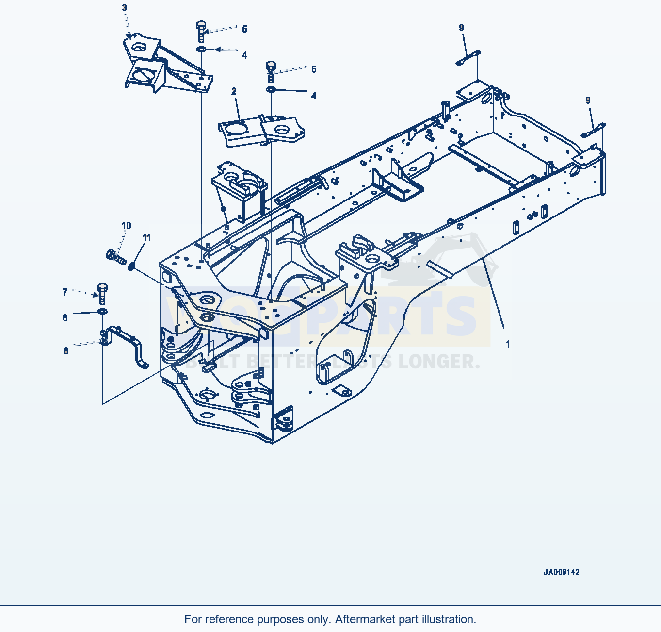 Komatsu WA380-7 Rear Frame, For Standard Boom Serial 10001-UP parts diagram