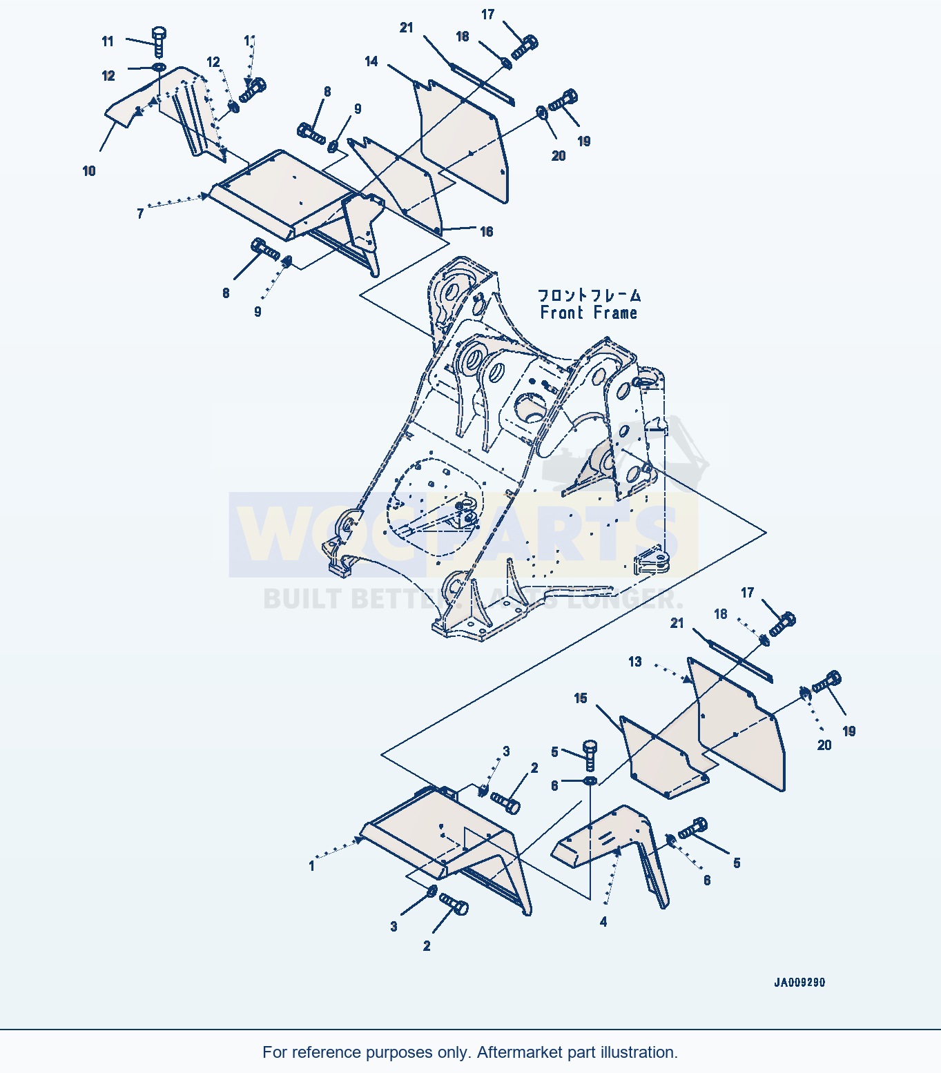 Komatsu WA380-7 Front Fender, With Side Cover Serial H62051-UP parts diagram