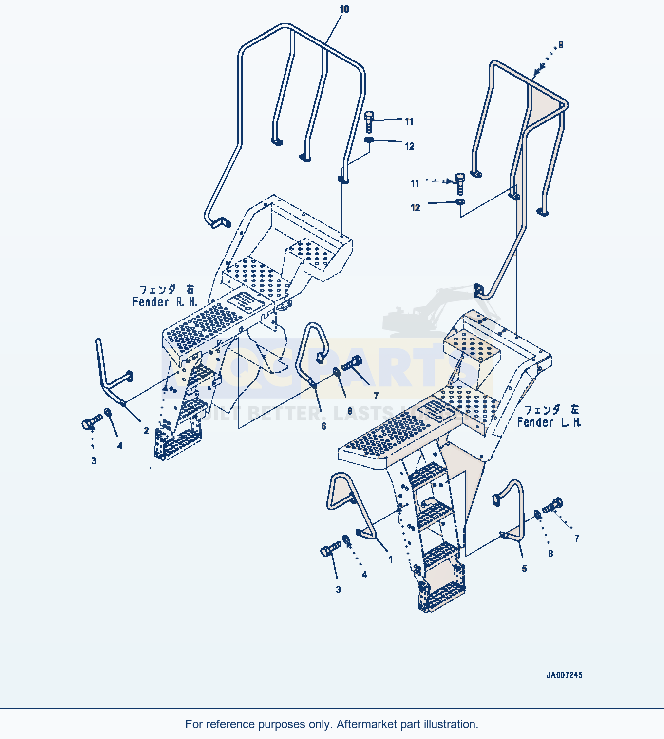 Komatsu WA380-7 Handrail Serial 10001-UP parts diagram