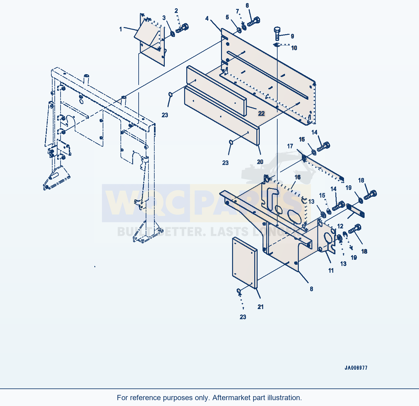 Komatsu WA380-7 Hood, Baffle parts diagram